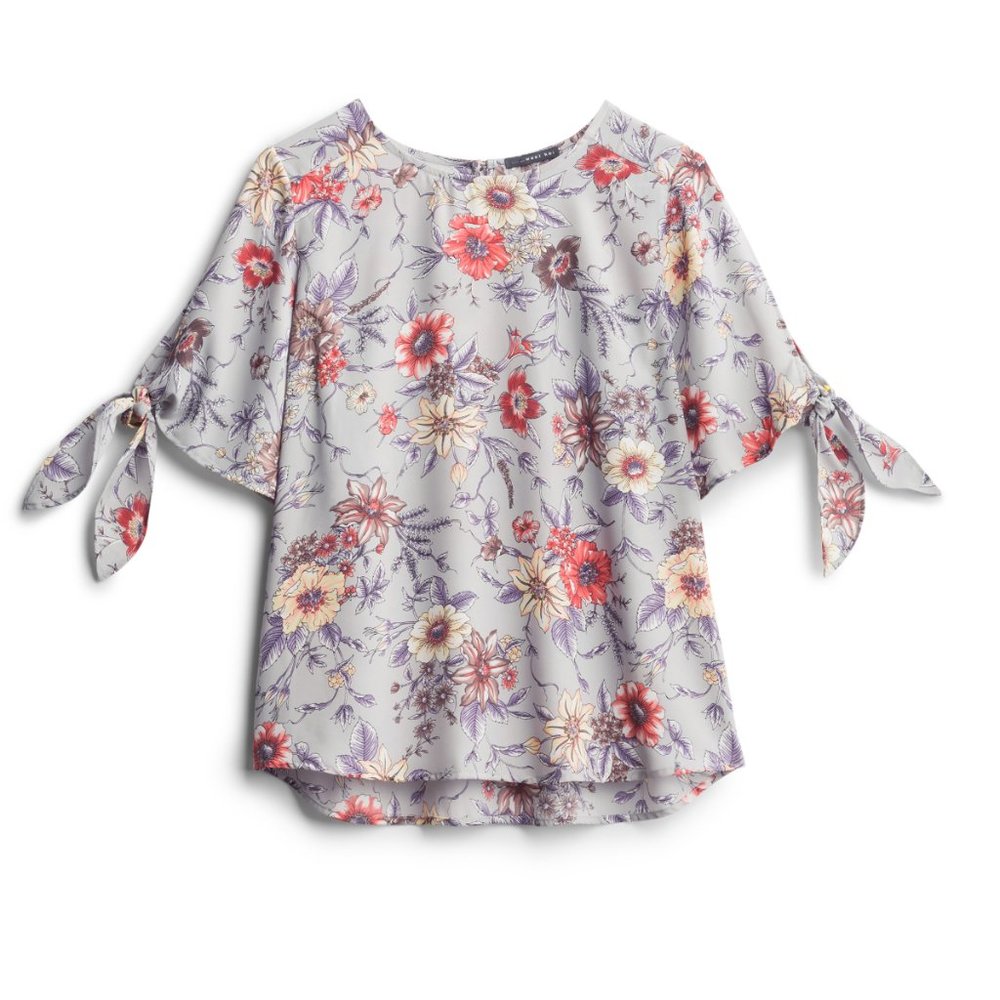 Grey Cold-Shoulder Blouse